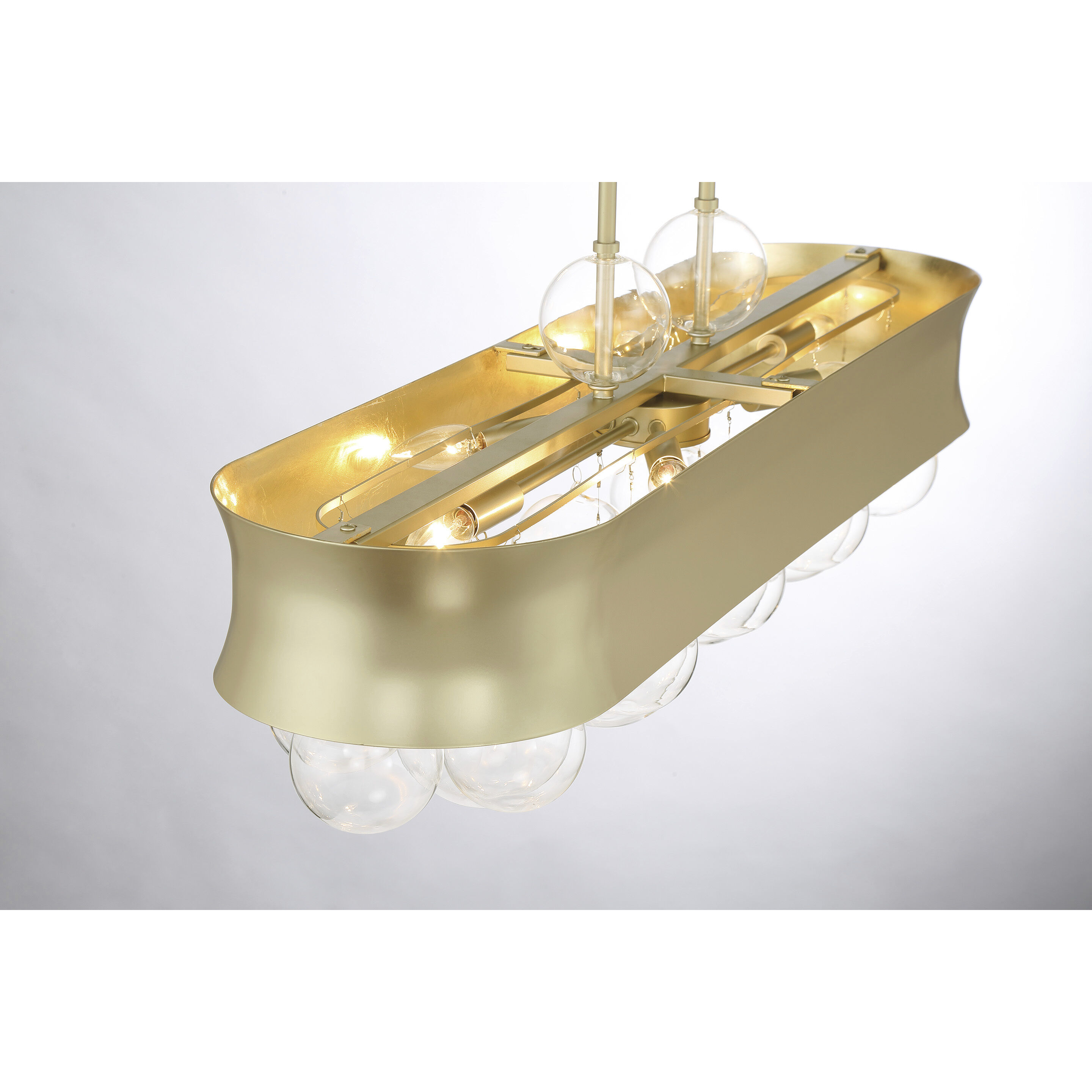 Verdi Square 6 Light 38.75 inch Soft Gold With Gold Leaf Island Light Ceiling Light